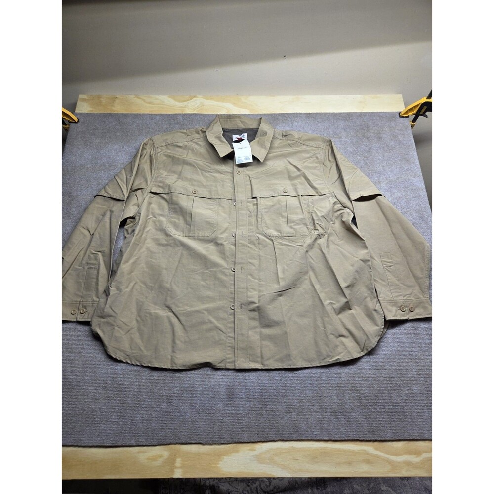 Woolrich Men's XXL Khaki Mesh Lined Fishing Shirt NWT Button Down Outdoor Tan